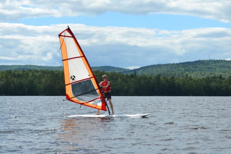 Sail boarding on Maine lake