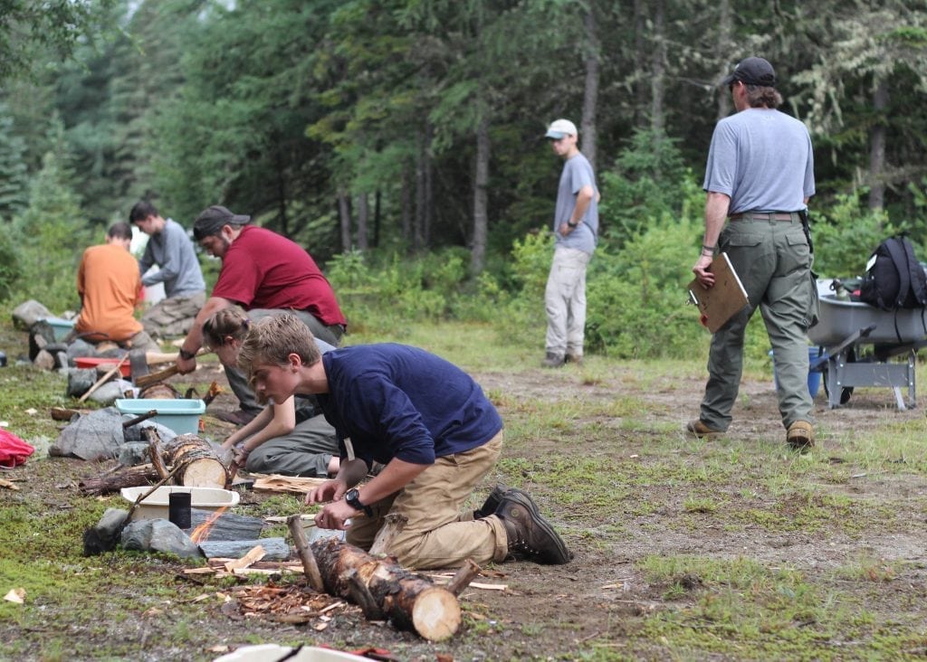 Campers building fires