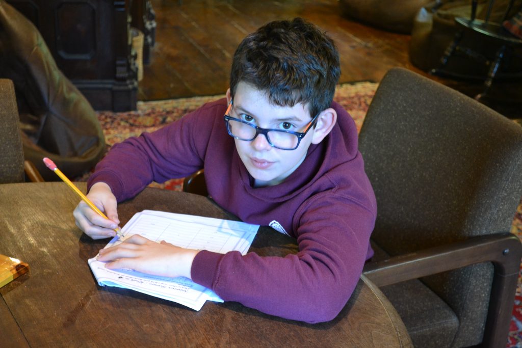 Camper in library