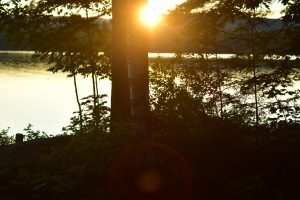 Sunset over Maine lake